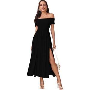 Off Shoulder Double Split Dress- Size Medium